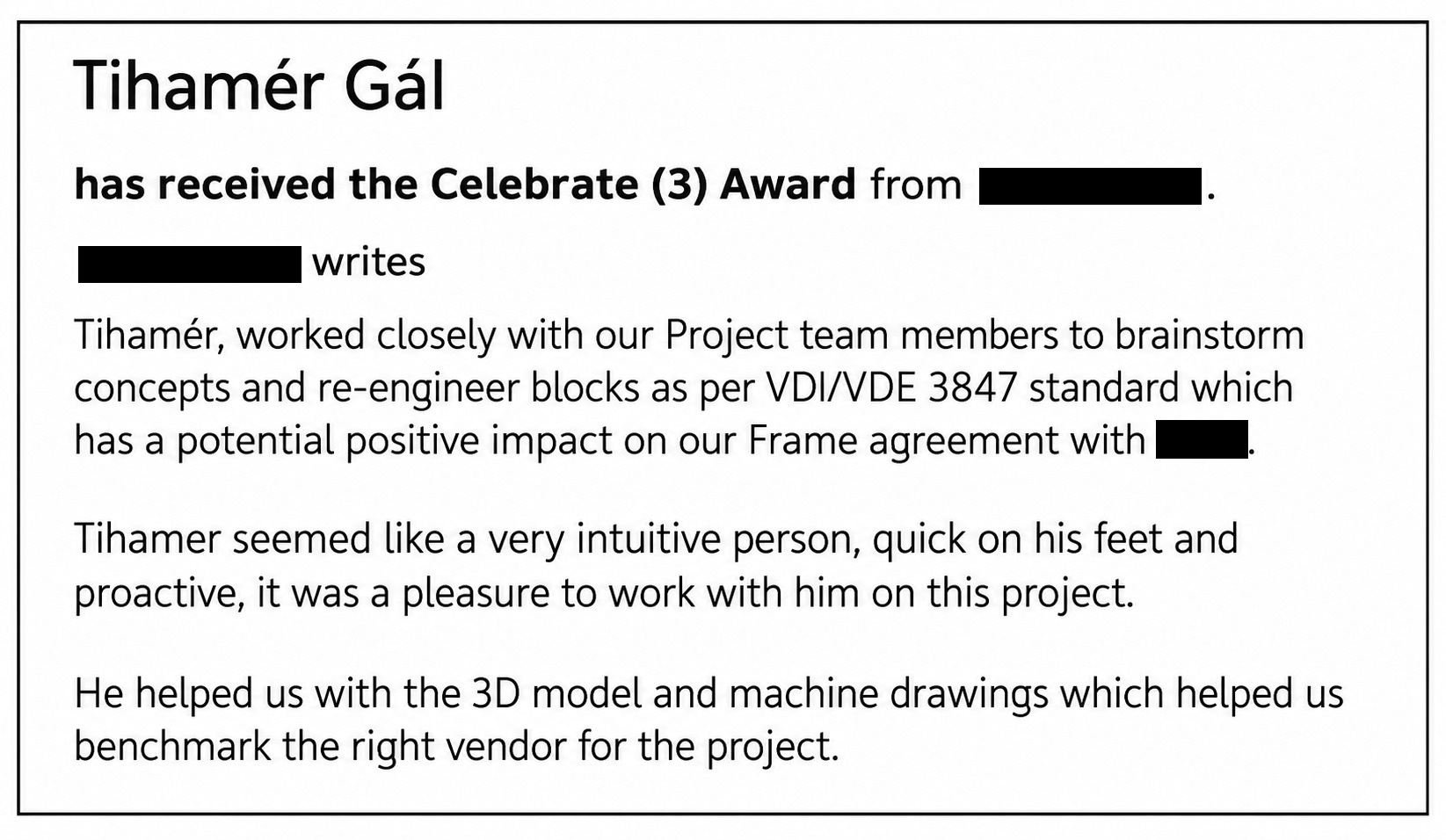 Recognition Award