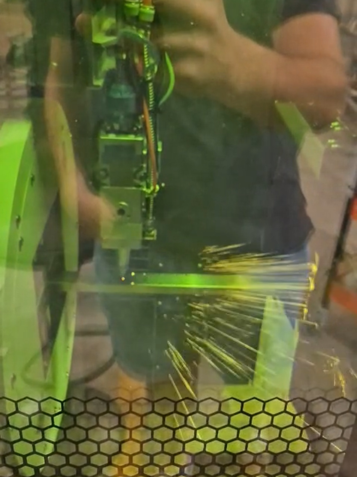 Tube laser cutting machine in operation