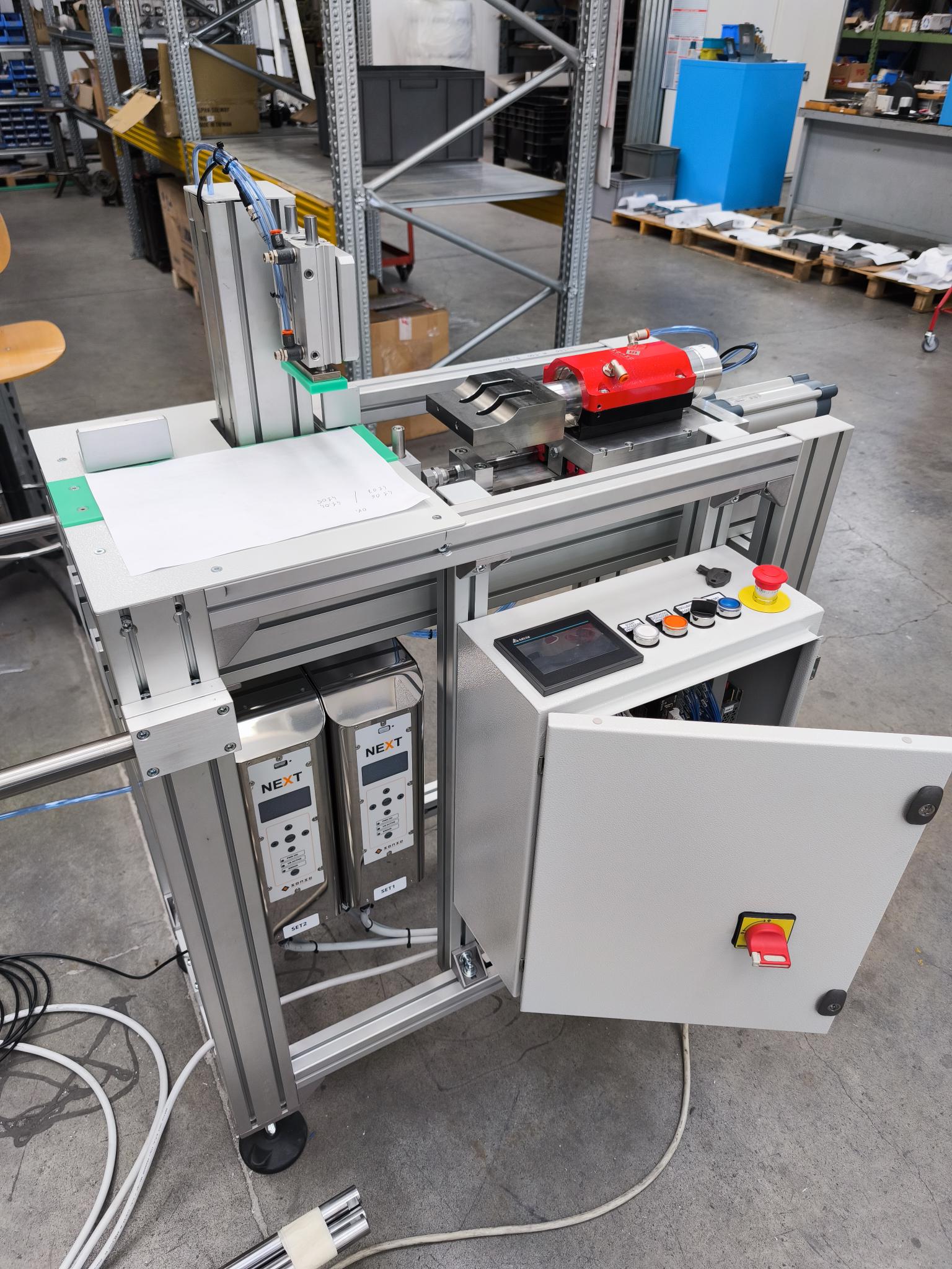 Ultrasonic welding machine during testing